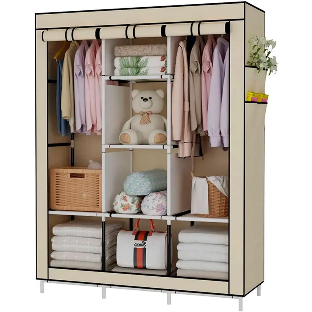Nyana Home Fabric Dressing Room with Zipper Doors and Side Pockets Measurements 170x127x45cm