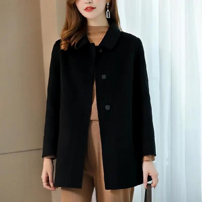 Autumn/Winter 2025 Trendy Black Slimming Versatile Petite Wool Coat XL чёрный