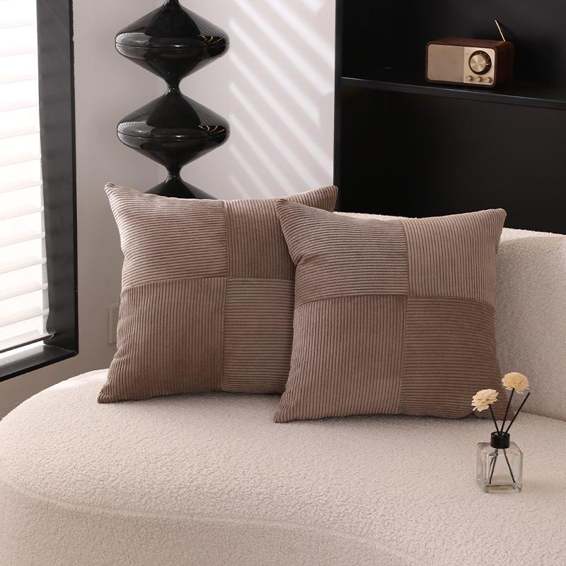 2 шт. 45 см Элегантные полосатые декоративные наволочки на подушки с молнией Мягкие уютные наволочки для дивана, декора гостиной 45 * 45Cm 2pcs светло-коричневого