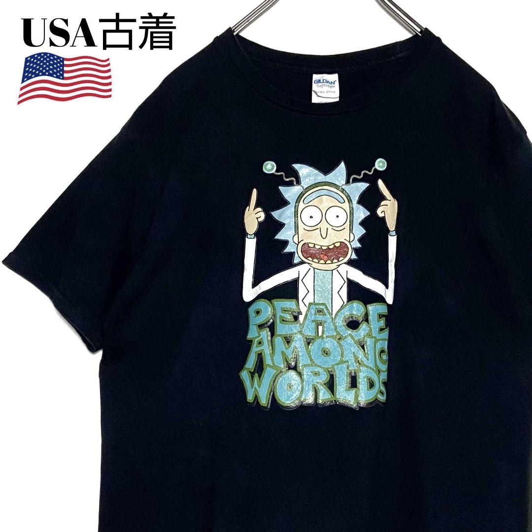 

[Б/У] Винтажная футболка с американским аниме, Рик и Морти, Черная, Размер M, Футболка с персонажем