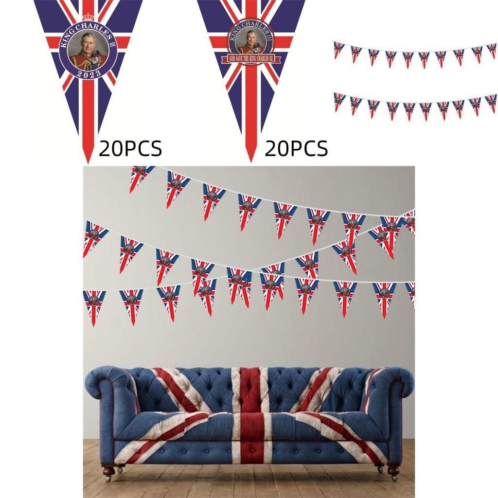 Britische König Charles Krönungsflagge Handheld 90x150cm Festliches Polyesterbanner