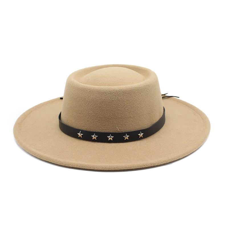 2022 Woolen Hat Women Spring And Autumn French Top Hat White Flat Edge Wide Brim British Men
