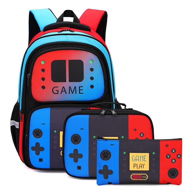 Kreativer Schulrucksack mit Spielkonsolen-Aufdruck 3 Stück/Set Rucksäcke für Jungen und Mädchen aus wasserdichtem Nylon Schultaschen Büchertaschen