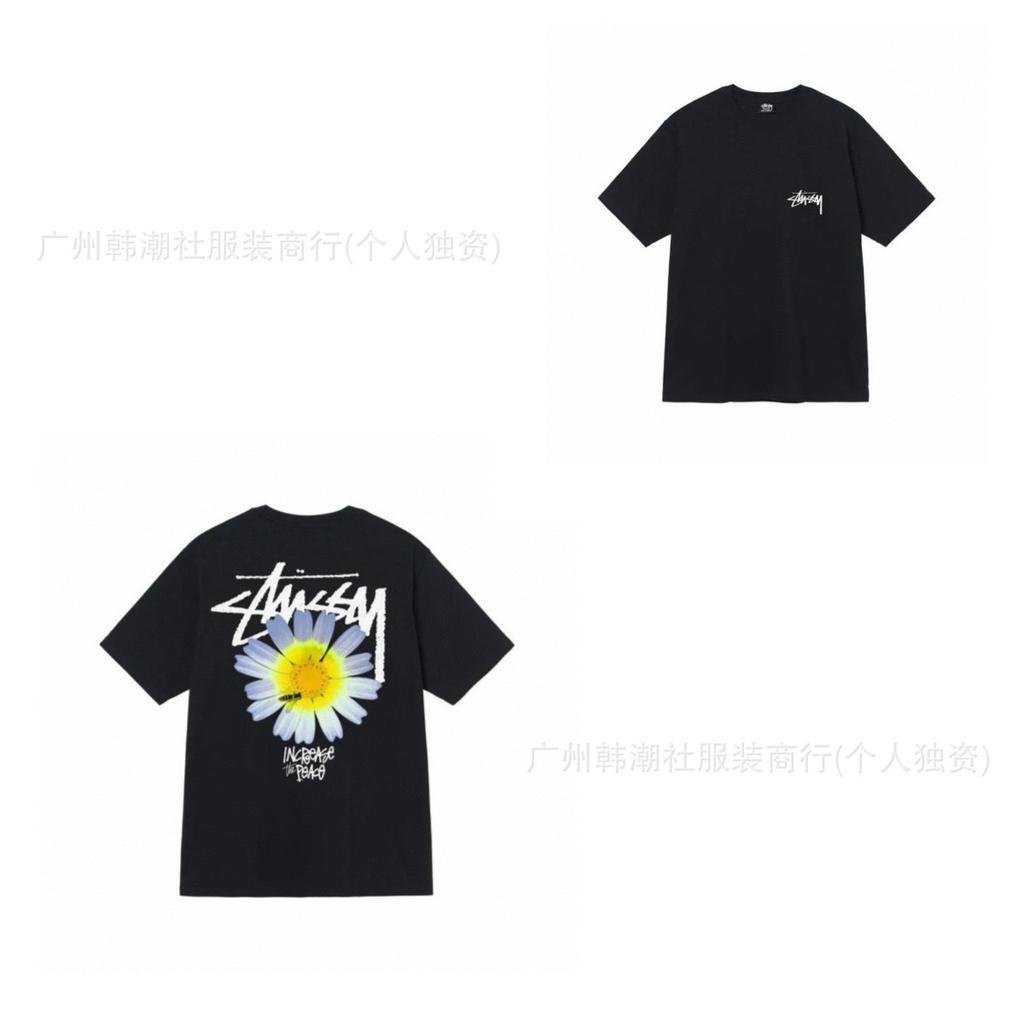 [2] American trendy brand short-sleeved t-shirt black and white collection printed short-sleeved t-shirt casual couple men and women of the same style
