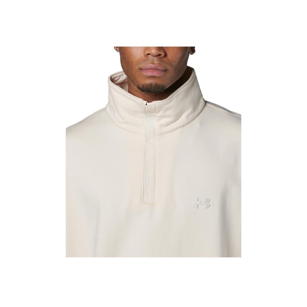 Under Armour Solid Color Fleece Half-Zip Stand Collar Long Sleeve Sweatshirt Men Sweatshirt Beige 1387976-273