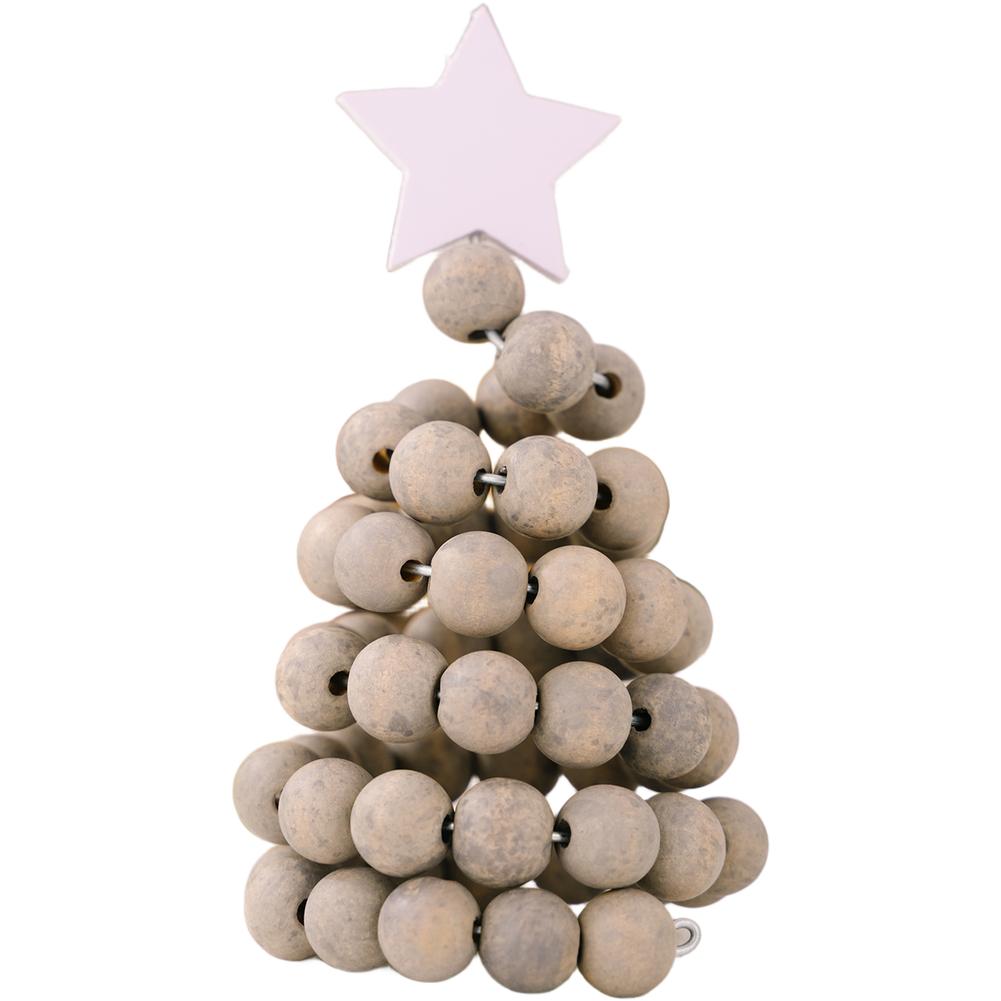

Wooden Bead Christmas Tree with Steel Wire Scandinavian Style Minimalist Desktop Decoration for Winter Holidays