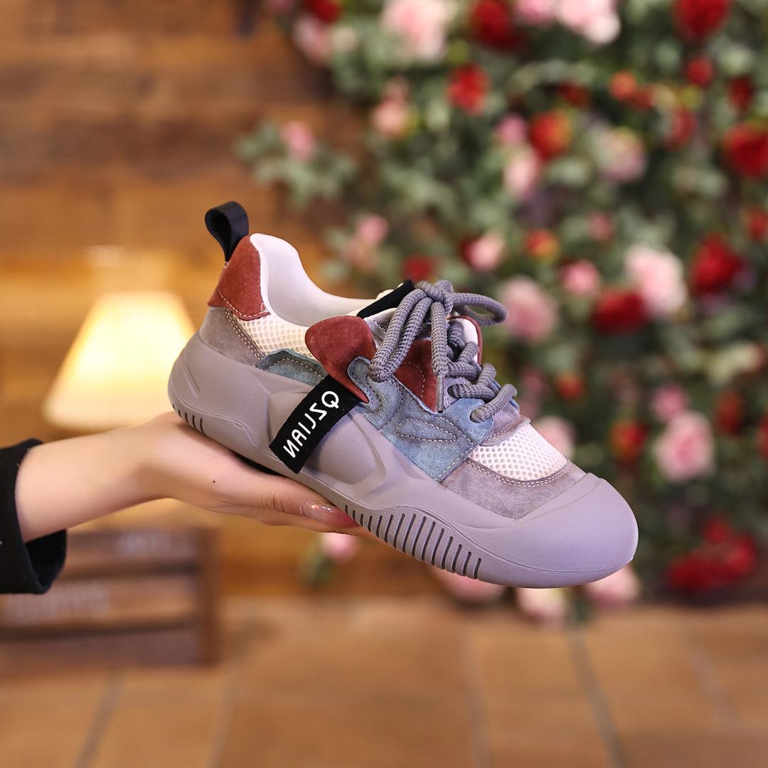 

Повседневные мокасины на платформе для женщин 2024 г. Новая мода смешанных цветов с мягкой подошвой Женская обувь Удобная сетчатая дышащая спортивная обувь 35 фиолетовый