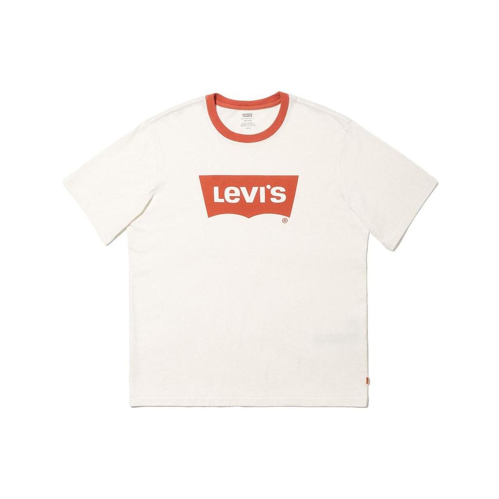 Levis Color Block Logo Print Crew Neck T-Shirt Men Tops White 16143-0130