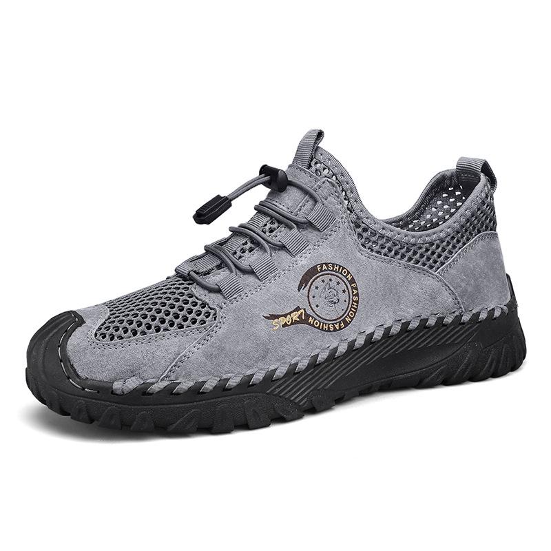 Men s Summer Breathable Mesh Casual Loafers - Korean Style Genuine Leather Sports Shoes 38
