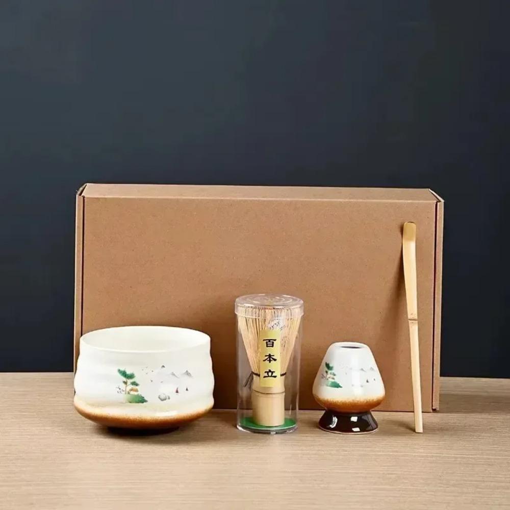 4Pcs 7 Pcs/set Japanese Matcha Blender Set Bamboo Whisk Matcha Brush Teaspoon Kiln Tea Set Beverage Shop Tea-Making Tools