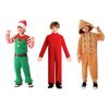 Christmas Onesie Costume for Kids Gingerbread Man/Santa/Green Elf Cosplay Outfit Unisex Plush Bodysuit for Halloween Christmas Carnival Festival