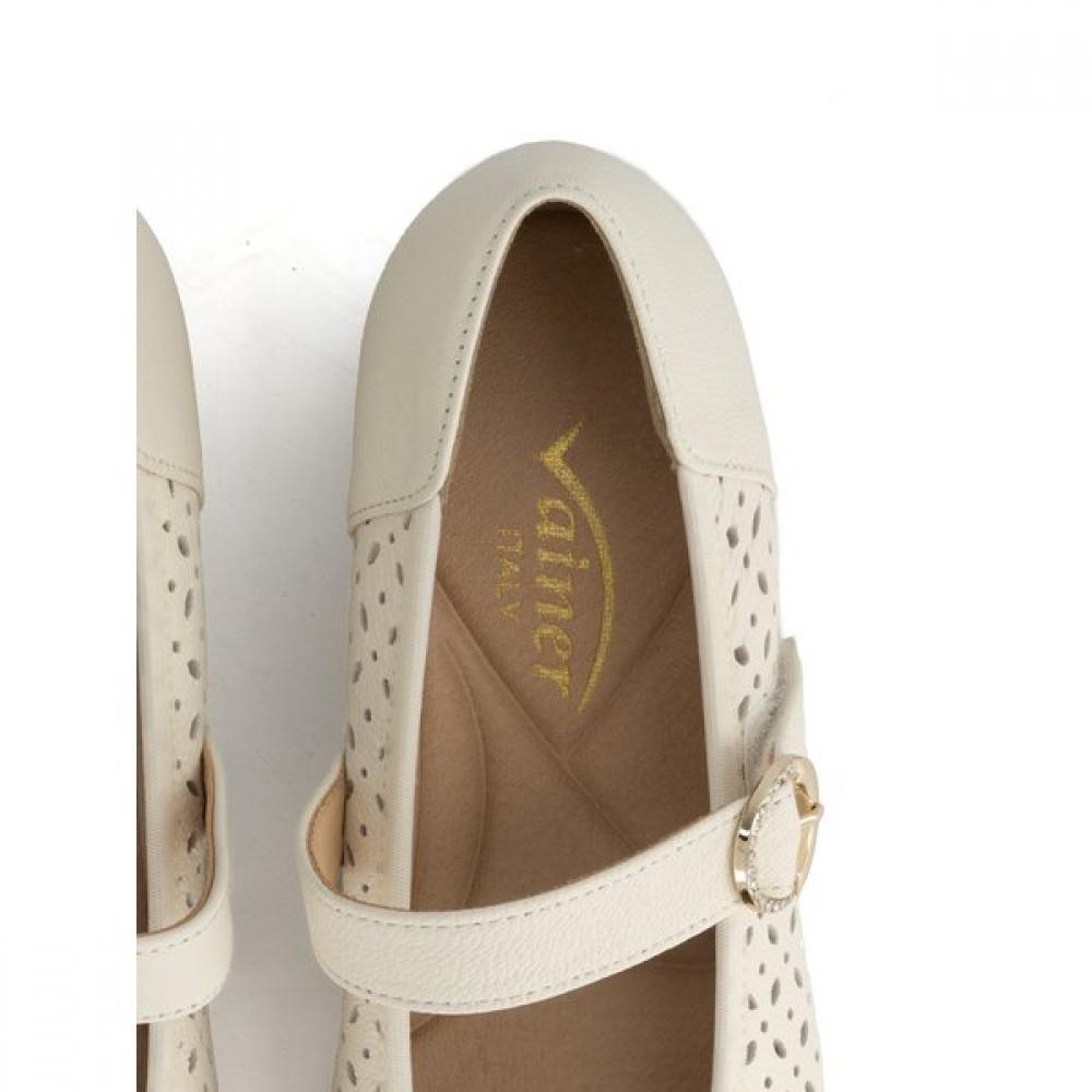 VAINER Women Punching Mary Jane Velcro Comfort Shoes Ivory 165a0v1iv
