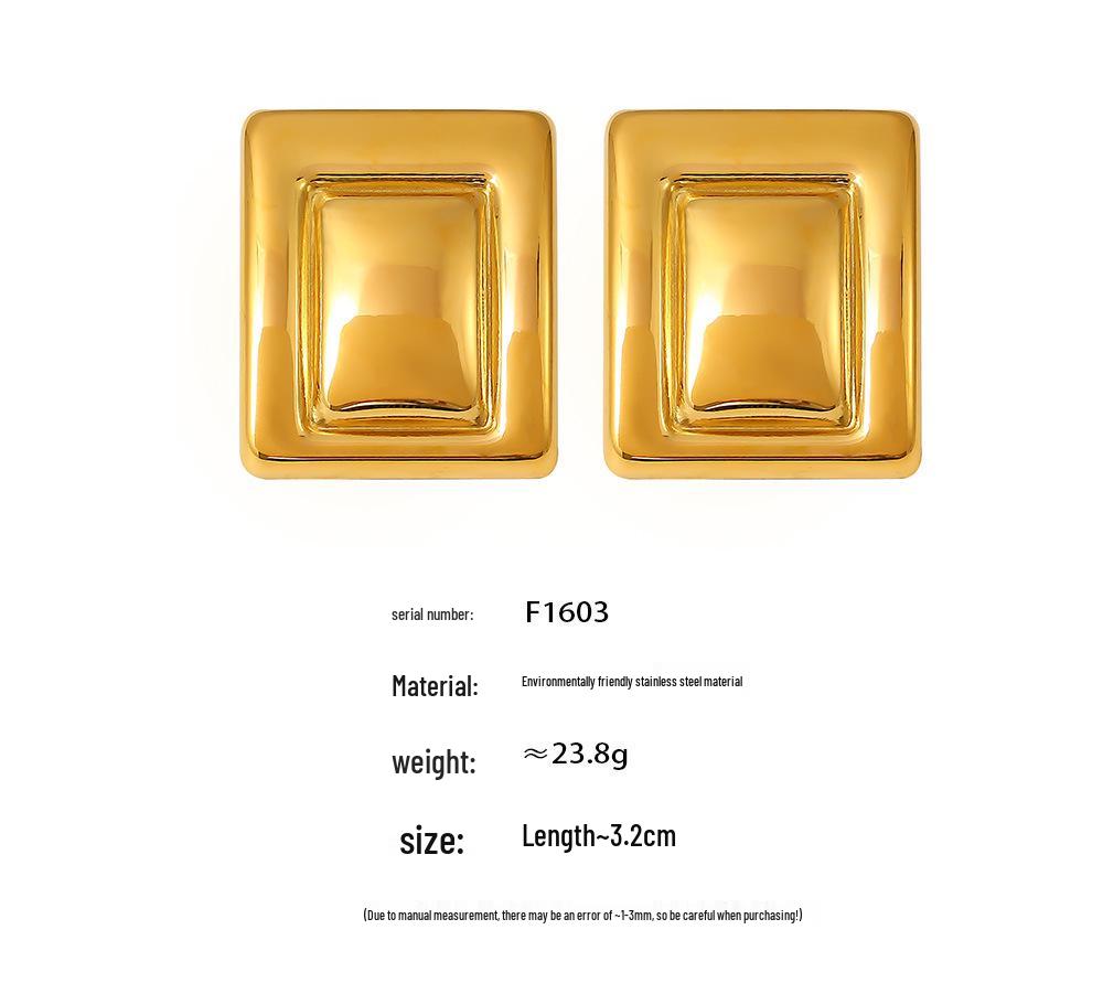 Trendy Gold PVD Plated Color Block Stainless Steel Earrings for Women