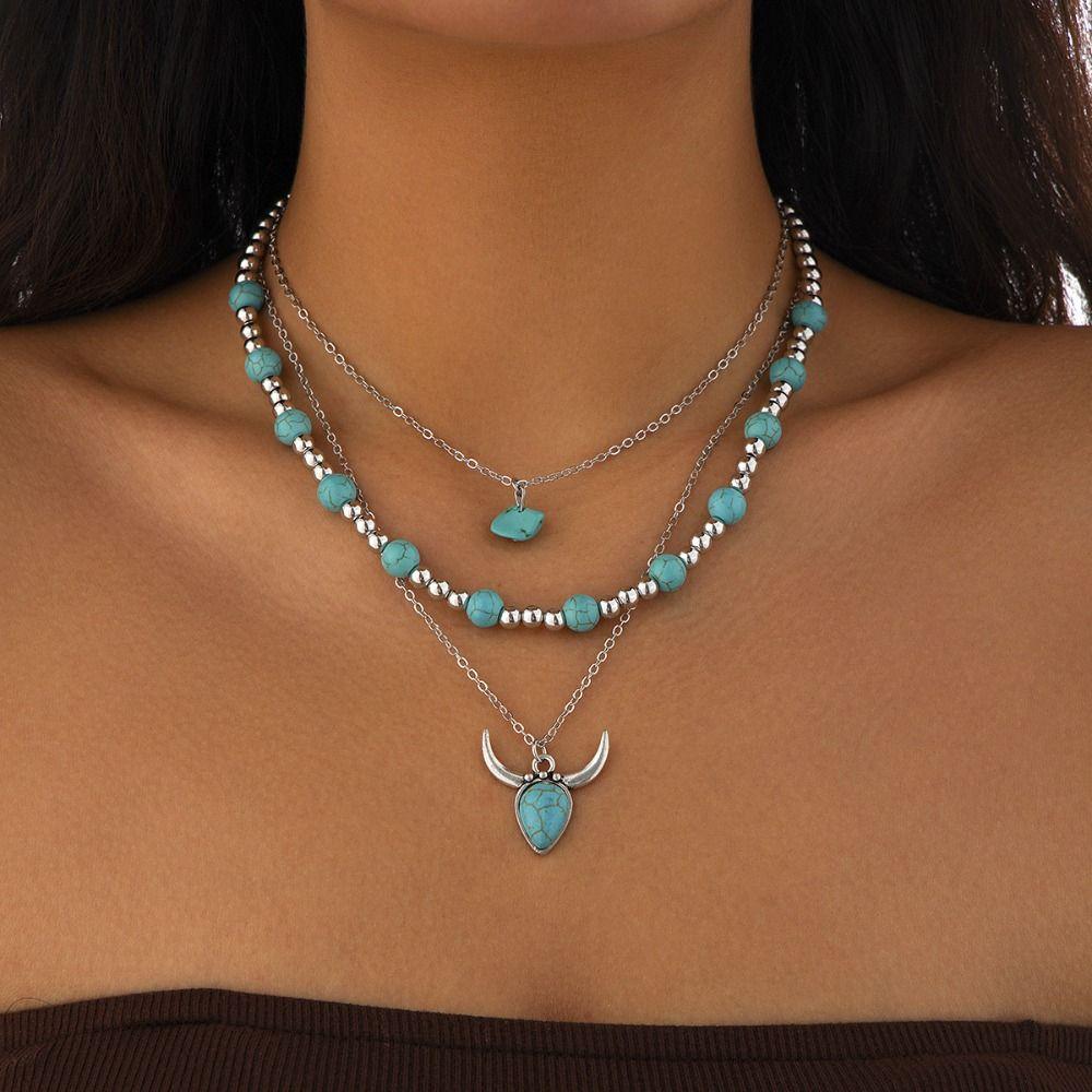 1 SET Ethnic Style Beach Choker Bead Bohemian Style Clavicle Chain  Girls