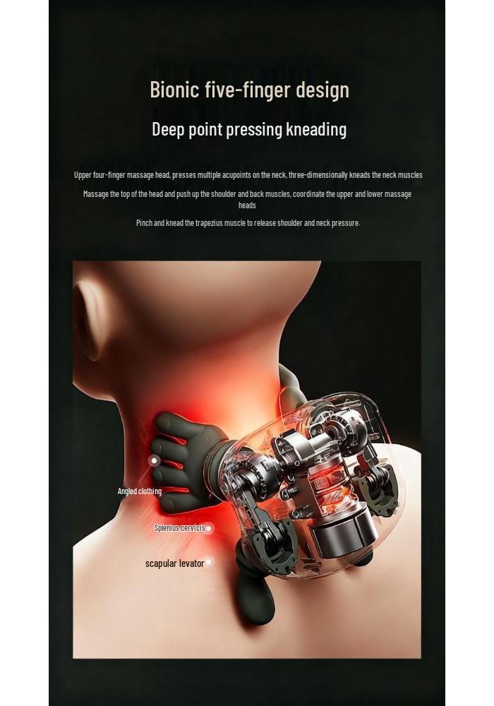 Realistic Multifunctional Neck and Shoulder Massager with Heating and Kneading