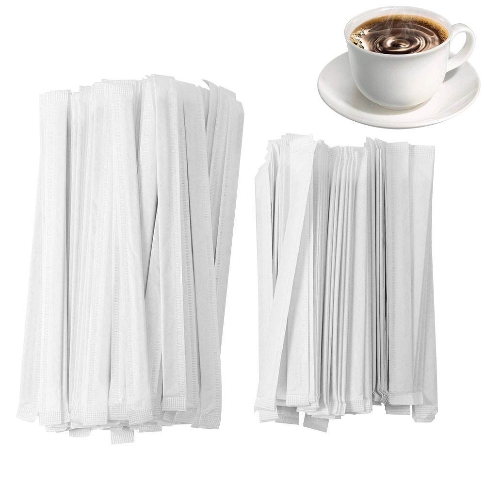 100Pcs Individually Wrapped Coffee Stirrers Eco-Friendly 14/19cm Wood Blenders Round End Not Prickly Stir Sticks Cocktail