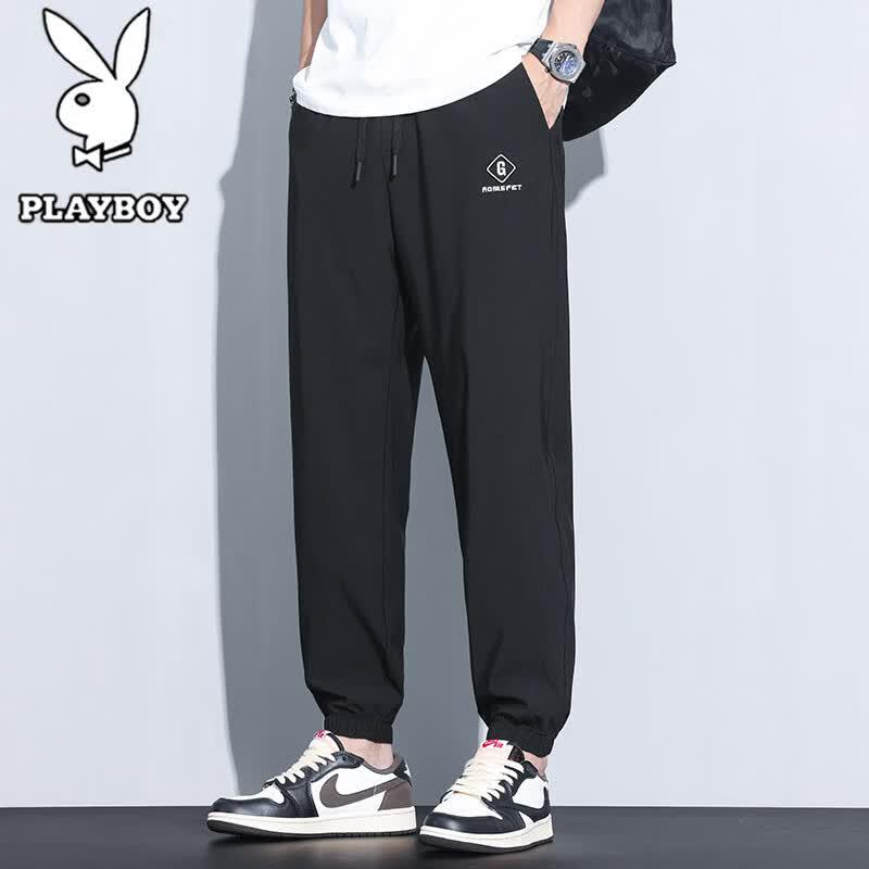 PLAYBOY Men s Summer Ice Silk Tapered Casual Pants 4XL
