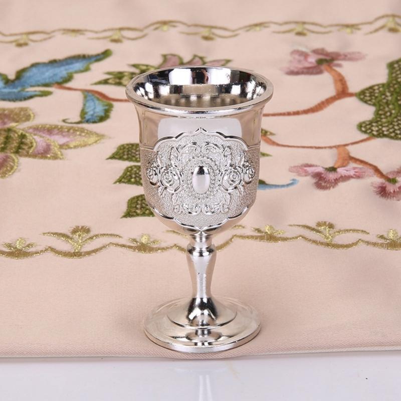 2Pcs Chalice Goblet Metal Shot Glasses Engraving Rose Flower Wine Cup Medieval Drinkware for Party Wedding Decors Gift