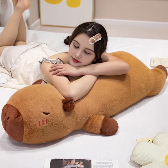 Plyšová hračka Kreslené zvíře Kapybara Tvar Polštář s PP bavlněnou výplní Mazlivý design Uklidňující plyšová panenka