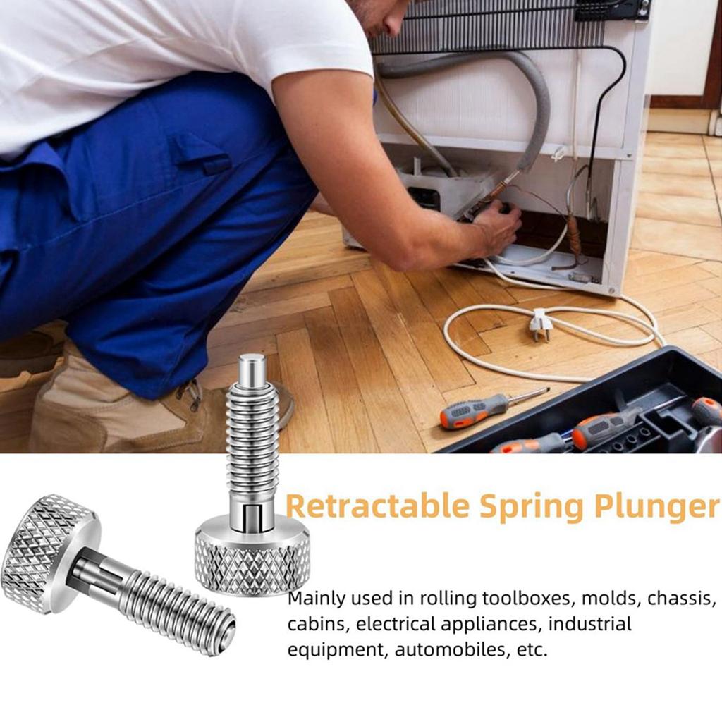 Premium-6Pcs Hand Retractable Spring Plunger, M16 Stainless Steel Quick Release Pin Lock Out Pin With Nut And Knurled Handle