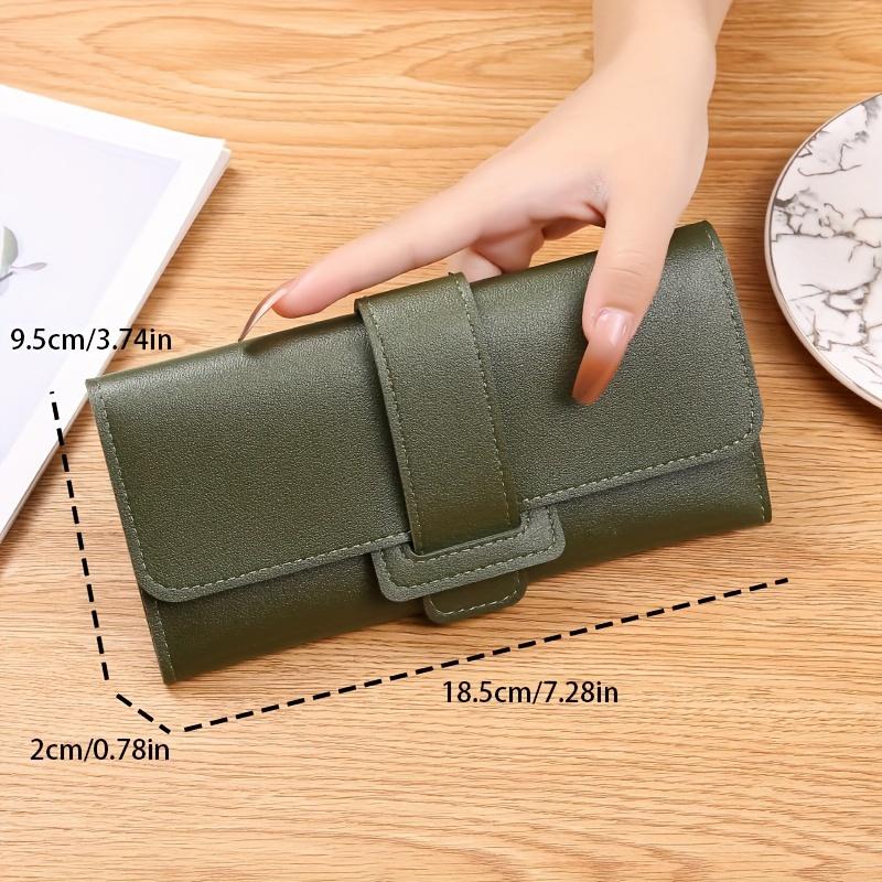 Sleek Women's Long Tri-Fold Wallet - Stylish Solid Color Design with Multiple Card Slots, Clutch Purse in Sky Blue or Black