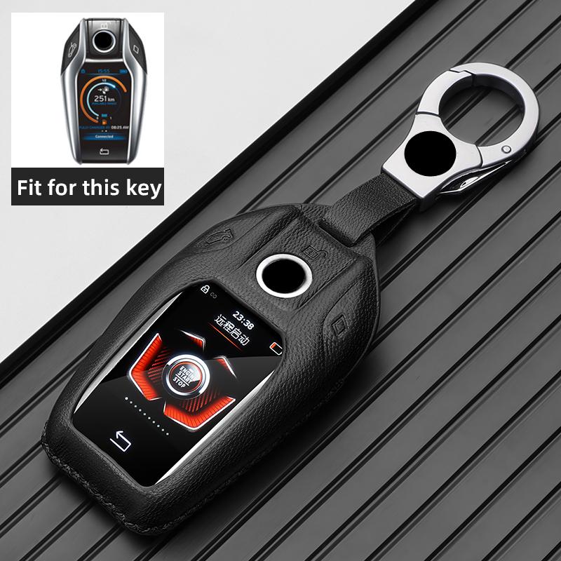 Leather Car Key Case LCD Smart Remote Cover LED Display Shell Fob for BMW G11 G12 G30 G31 G01 G02 5 7 Series X5 X7 M5 M8 M760Li