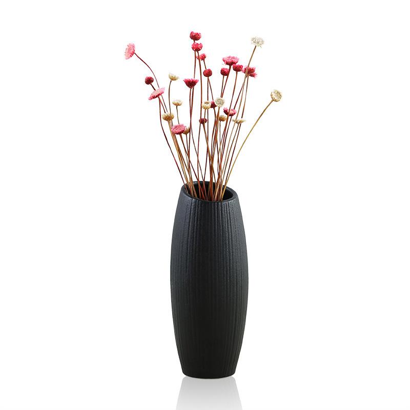 Moderne Kreative Klassische Schwarze Keramikvase Retro Vase Behälter Einfache Europäische Handgefertigte Handwerkskunst Heimdekoration LBS