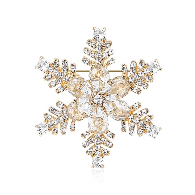 Fashion Rhinestone Winter Snowflake Brooches For Women Unisex Christmas Pin Casual Party Accessories Friends New Year Gifts