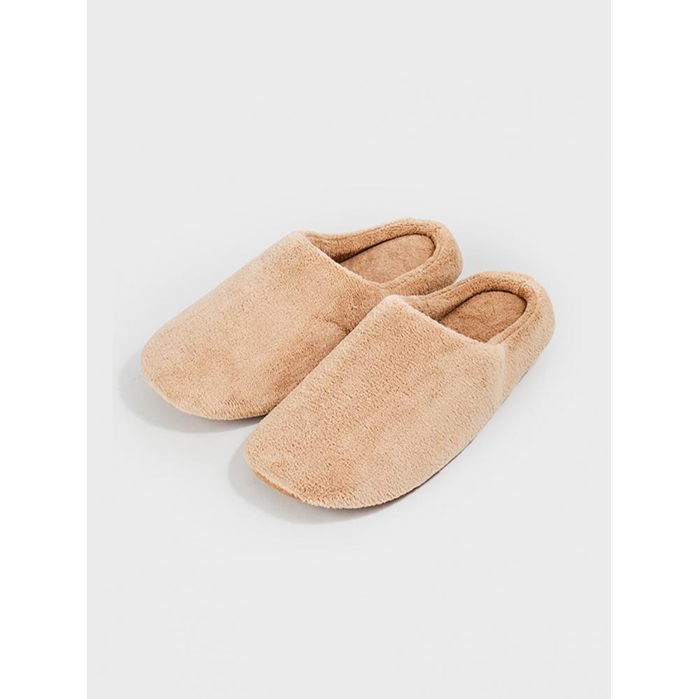 Daiso Fleece Fabric Clogged Living Room Shoes Grey