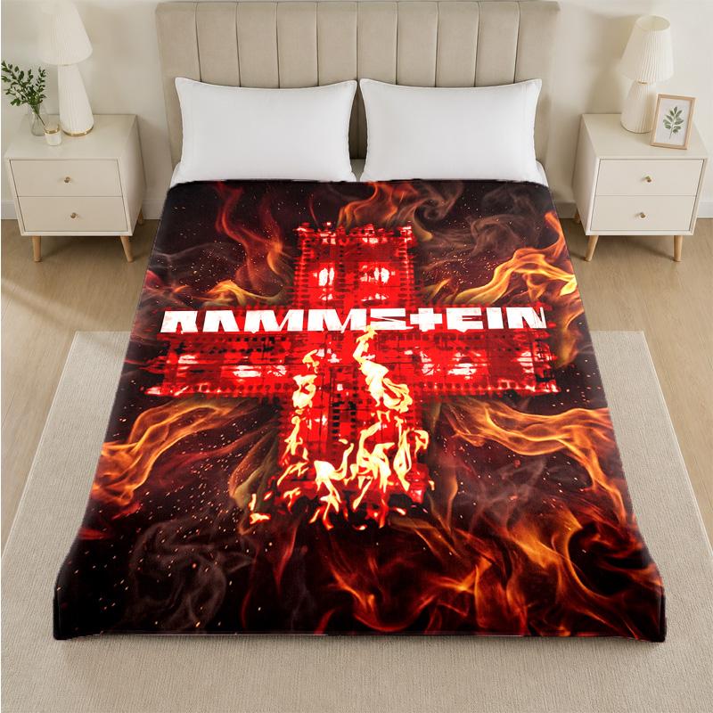 Coperta in Flanella con Stampa Rammstein Morbida Leggera Coperta Plaid in Peluche per Letto Divano Uso Domestico