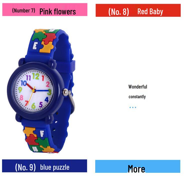 Kids' Cartoon Quartz Watch: 3D Strap, Round Case, Waterproof, Simple Design