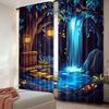 2Pcs Fantasy Curtain Enchanted Forest With Cave Waterfall And Magic Tree For Bedroom Living Room And Dining Room 29.53X65.35In