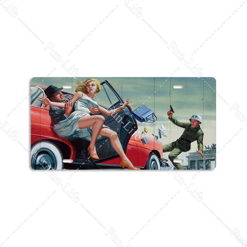 Beauty Vintage Metal Poster Airplane Retro Tinplate Compact Car Tin Signs Board Home Pub Bar Cafe Garage Wall Decor 15x30 cm