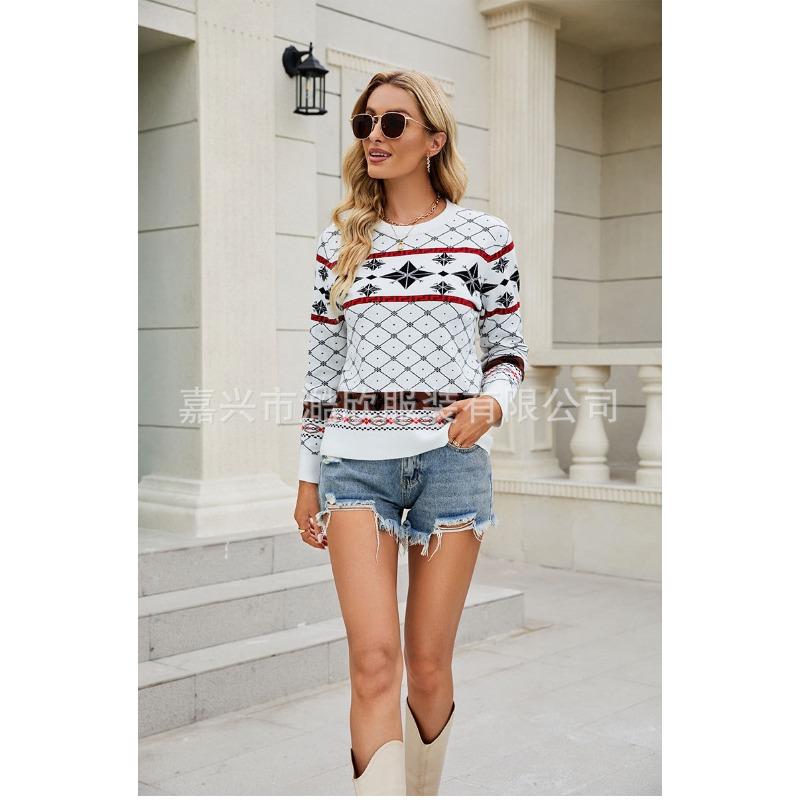 Women S Christmas Crew Neck Knit Sweater Loose Fit