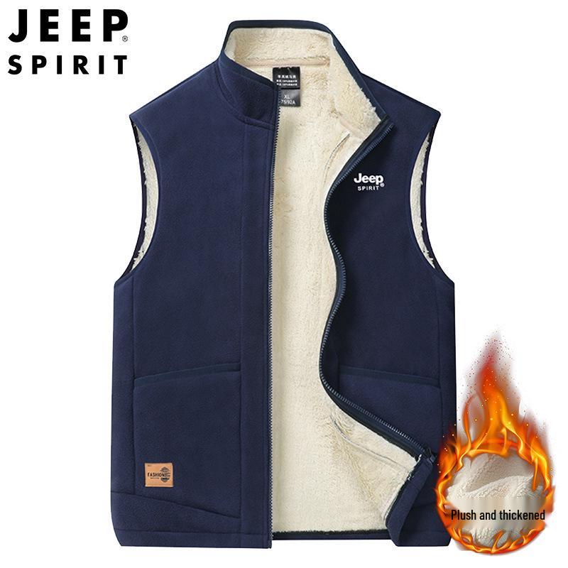 JEEP SPIRIT Fleece-Lined Lambswool Vest Cardigan SS7352