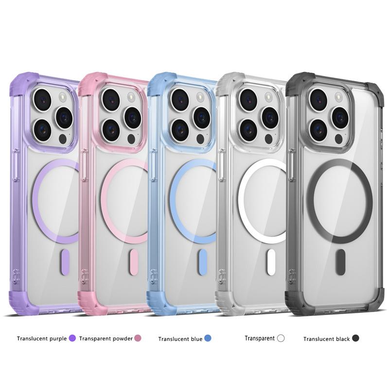 

New Magnetic Transparent Phone Case For Apple iPhone 15 14 13 12 11 Pro Max Plus Anti-drop Magsafe Wireless Charge Cover For iPhone 15 розовый