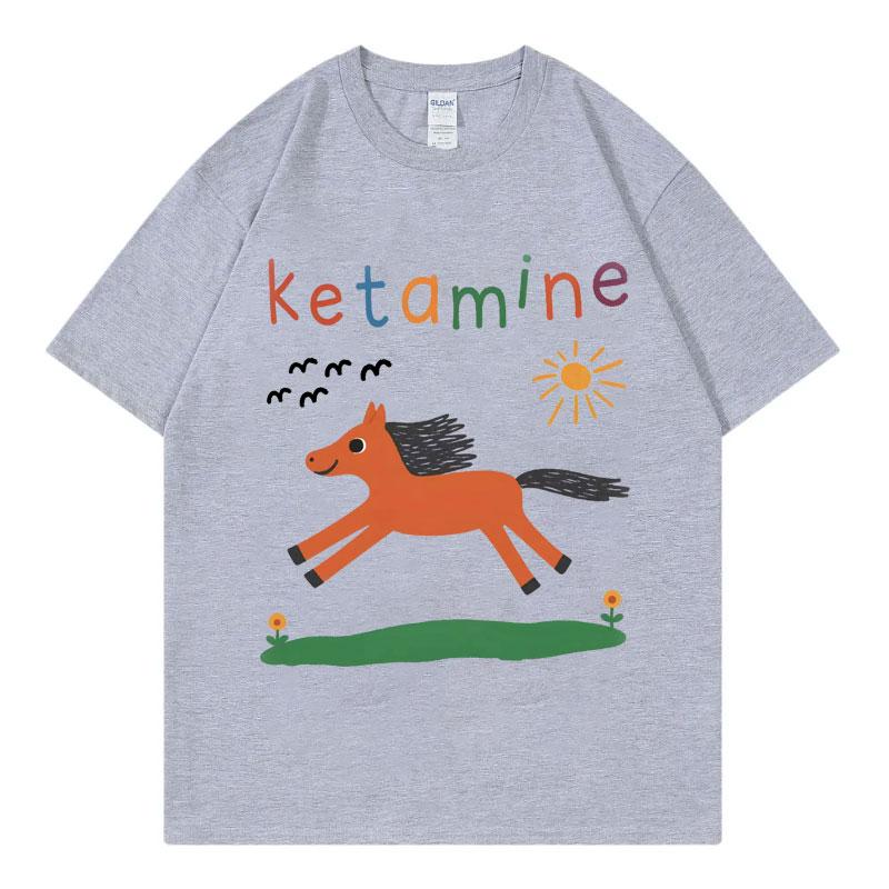 Maglietta Meme Cavallo Ketamina Divertente Uomo Donna Abbigliamento Harajuku Y2k Manica Corta T-shirt Moda Estiva Casual Cotone T-shirt