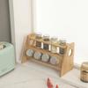 2-Tier Bamboo Spice Rack Kitchen Countertop Organizer Seasoning Bottles Storage Shelf