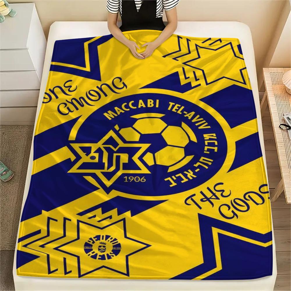 1 Stück Maccabi Tel Aviv FC Aufdruck Flanelldecke Hohe Qualität Warm Bequem Decke für Alle Jahreszeiten Perfekt für Geschenke Heimdekoration
