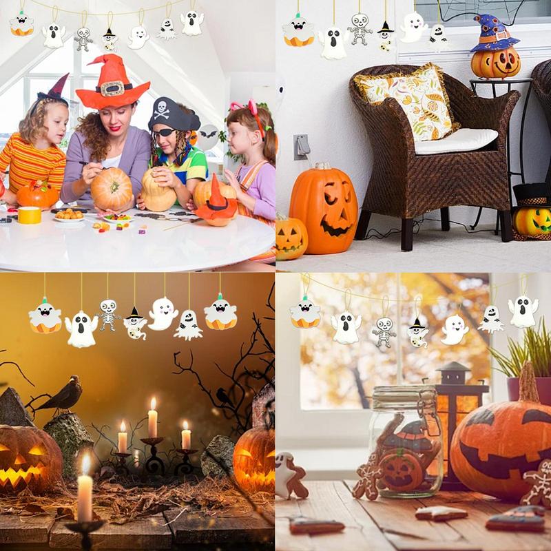 Halloween Ghost Pendant Halloween Ornaments Ghost Pendant 12PCS Halloween Door Hanger Sign For Window Wall Trees Outdoor Home