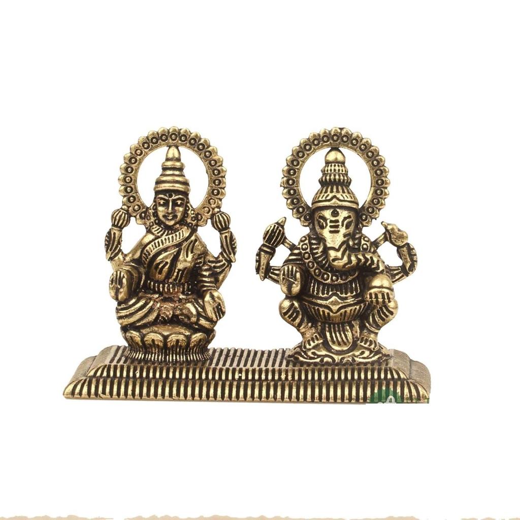 Laxmi Ganesha Idol for Good Luck & Worship | 1.5" Small Hindu God Statue Figurine Perfect for Decoration Puja & Gifting Purpose Sculpture