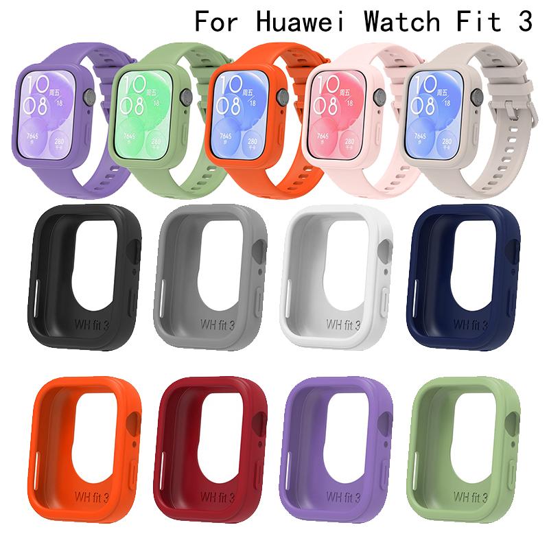 Fullt beskyttende etui deksel skall for Huawei Watch Fit 3 Smartklokke etuier myk silikon skjermbeskyttende for Huawei Fit3 Colorfu