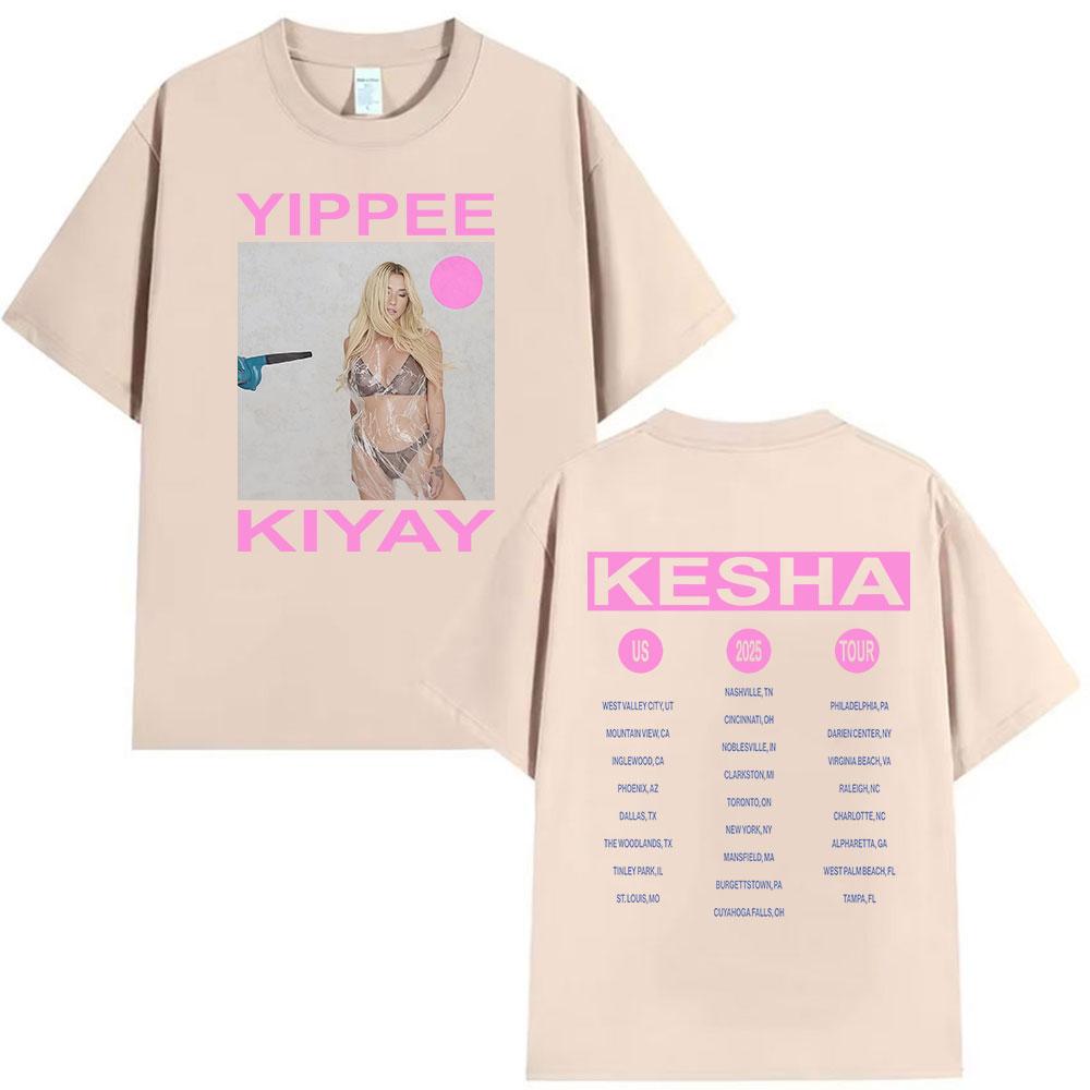 Kesha Yippee Kiyay Tour 2025 T Shirt Unisex Women Aesthetic Fashion Short Sleeve Tshirts Casual Retro High Quality Cotton Tshirt