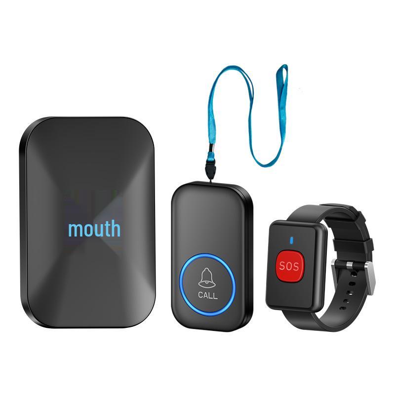 Wireless Emergency Pager for Elderly and Bedridden Patients Watch Button + Pendant Button + Receiver (White)