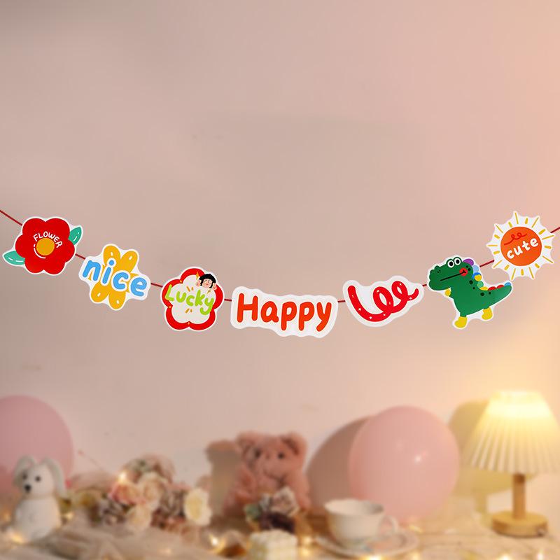 Colorful Cartoon Happy Birthday Banner for Kids  First Birthday Party Decoration