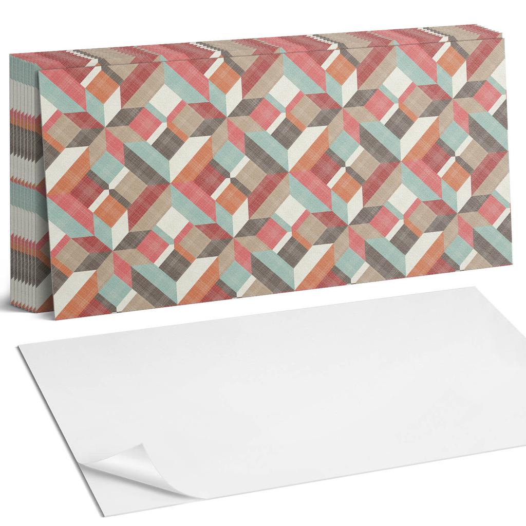 PVC Self-Adhesive Wall Tiles Geometric in Colorful Shapes 10x40x20 cm