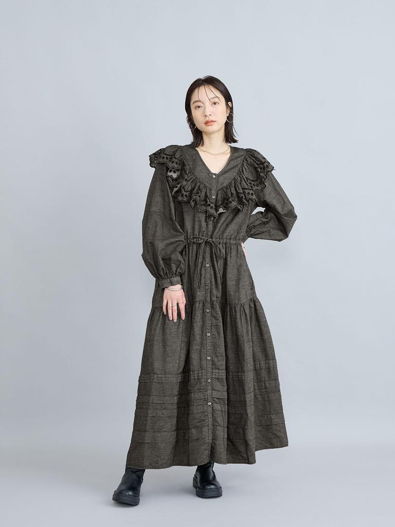 Cohen MIYAKO TAKAYAMA Frill Denim Dress 76756450361 0970 BLACK(09) L
