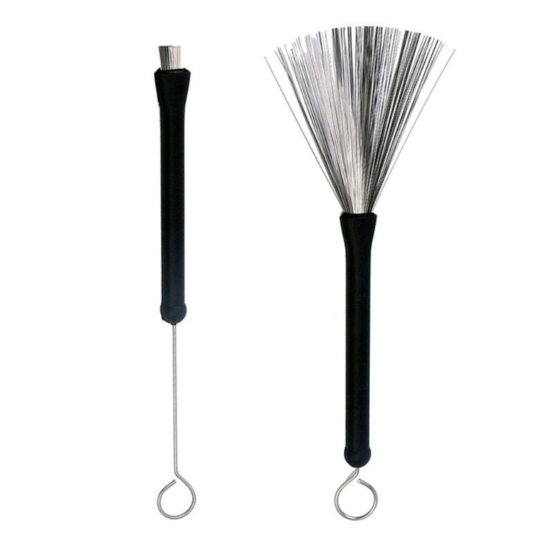 1Pc Drum Brush Retractable Steel Wire Brush Drum Drum Stick Brush with Comfortable Plastic Handles Length 32cm