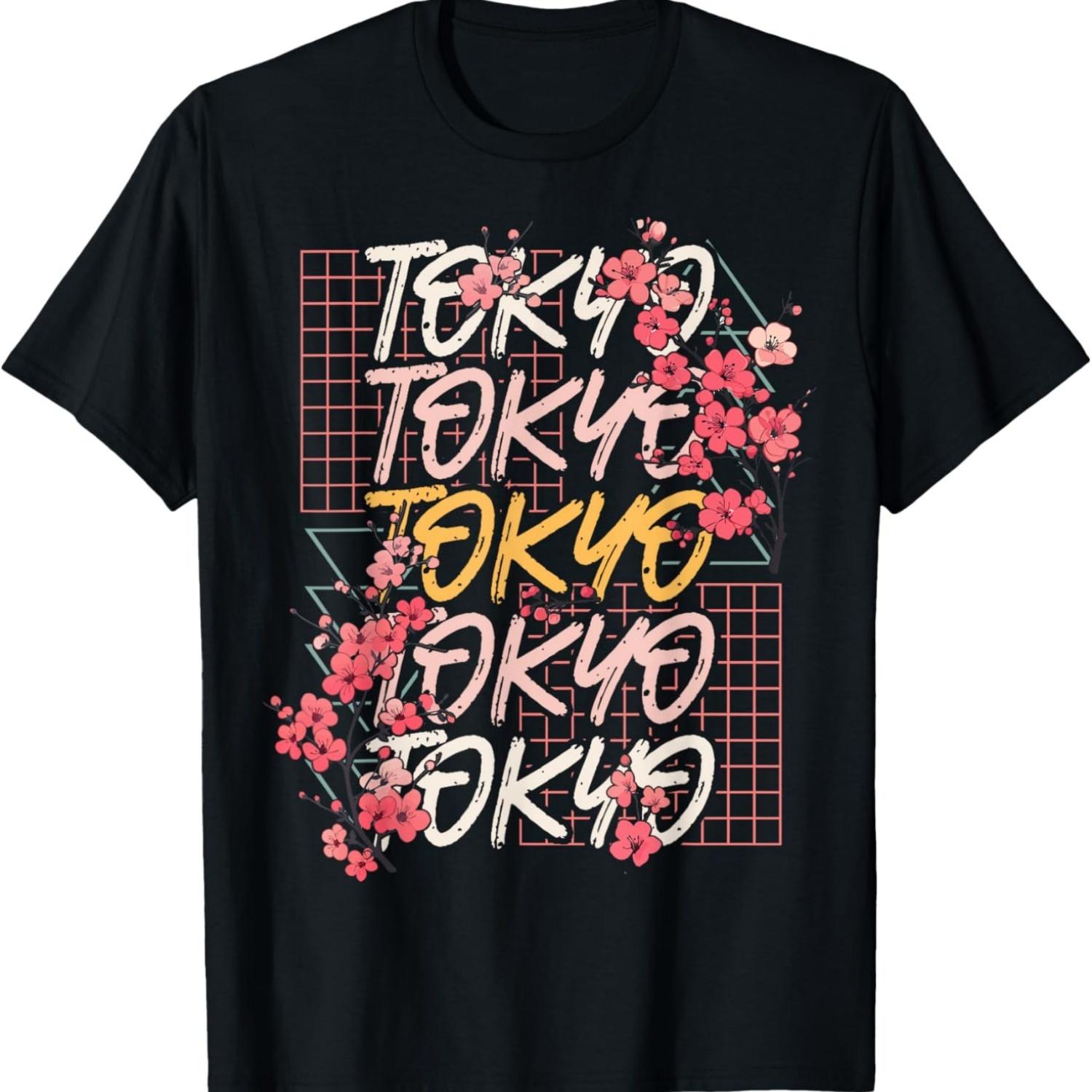 Токио Город 80-е Ретро Цветение Сакуры Япония Токио Футболка(1) S чёрный