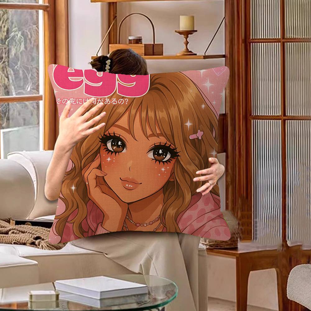 Gyaru Subculture Girls ANIME Retro Decorative Room Aesthetics Pillow Case Home Decor Bedroom Sofa Bed Couch Pillow Cover 45x45